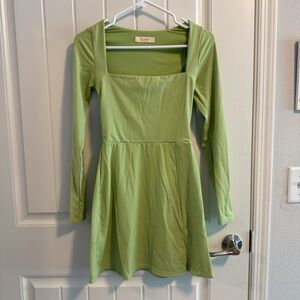 Qinsen Women’s Square Neck Flare Mini Dress